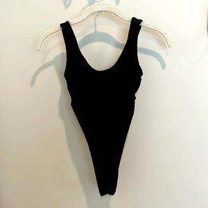 Black high cut bodysuit